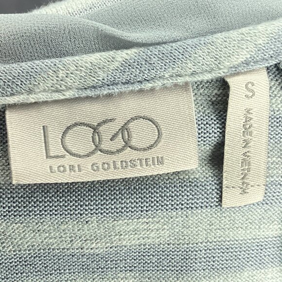 LOGO Lori Goldstein Small S Gray Striped Pocket Cotton Blend Knit Tunic Sweater - Picture 3 of 4